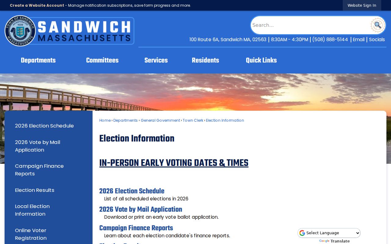 Sandwich neighbors election information and precinct resources